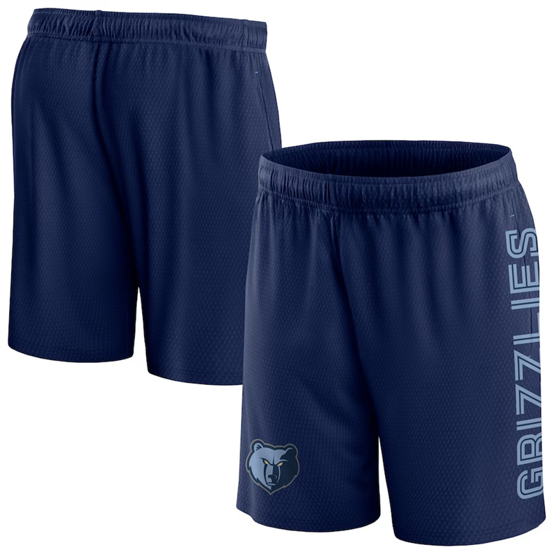 Men's Memphis Grizzlies Navy On-Court Practice Warmup Performance Shorts(Run Small)